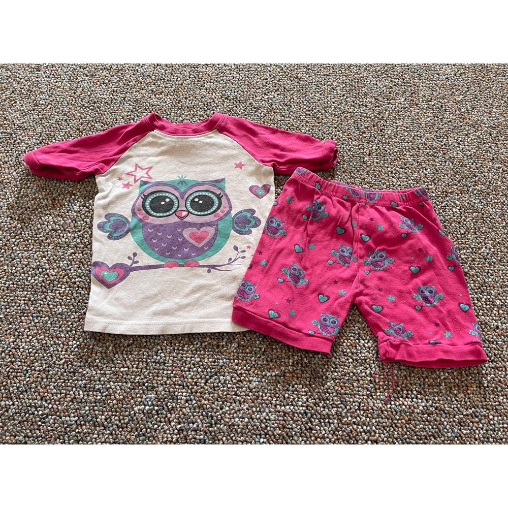 Joyond Girls Pink Owl Shorts PJs 2T